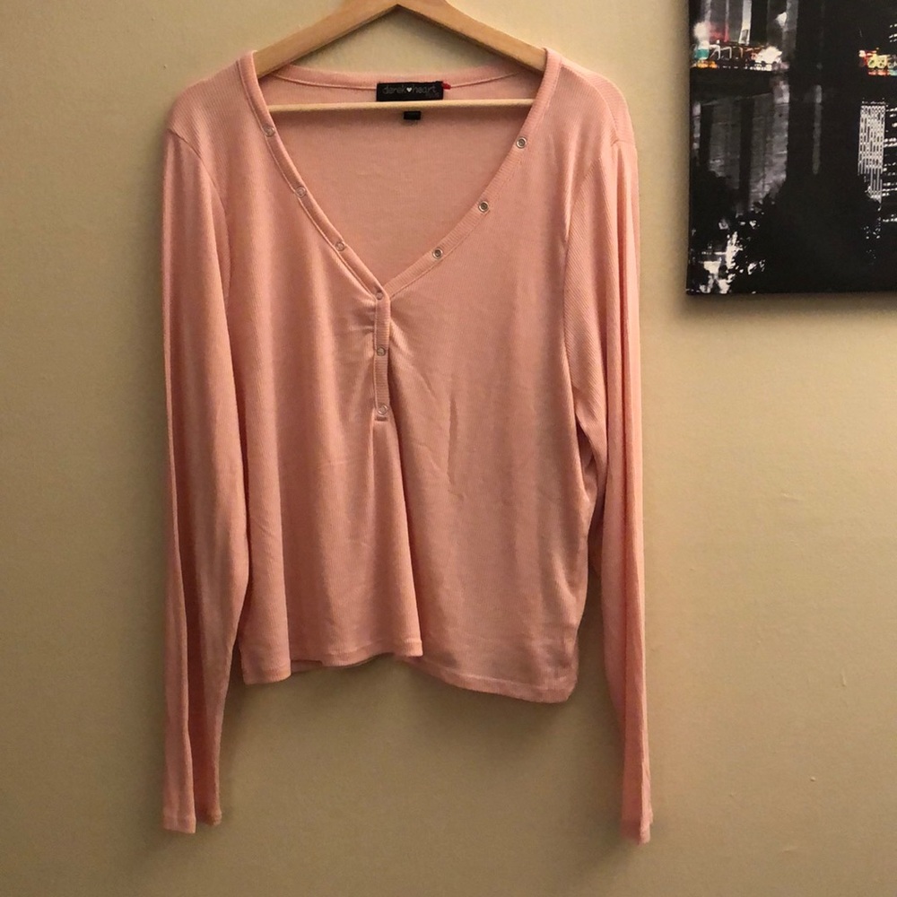 NWOT Plus Size Derek Heart Long Sleeve Snap Button Ribbed Top - Size 3X